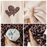 YYO Custom Fashion Design Girls Cute Outfit Two Piece Clothing Set With Leopard Heart Print Pants Autumn Outfit for 2-7Y Kids